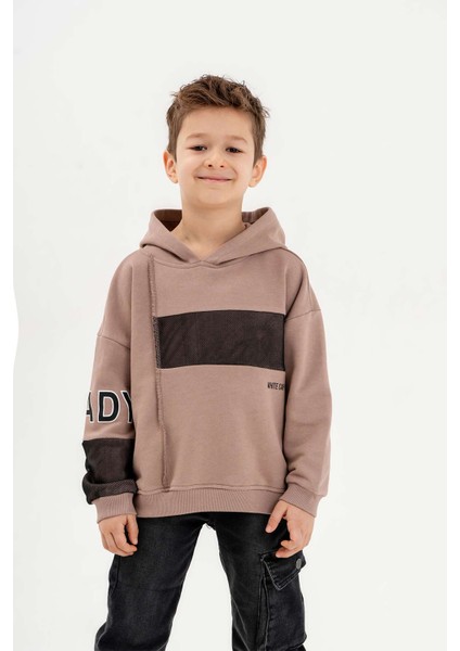 Kapüşonlu Ribanalı Pamuk Erkek Çocuk Sweatshirt modelleri