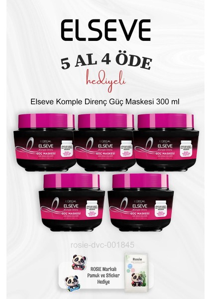 Komple Direnç Güç Maskesi 300 ml 5 Al 4 Öde ve Rosie Pamuk
