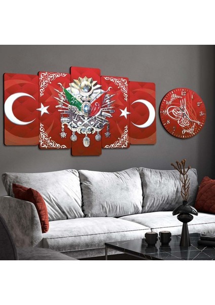Osmanlı Tuğrası Mdf Tablo ve Saat Kombin
