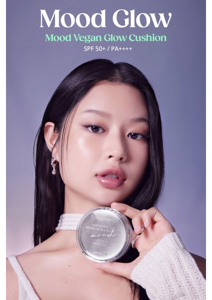 Doğal Işıltı Sağlayan Vegan Cushion PERIPERA Mood Vegan Glow Cushion SPF50+ PA++++ (3 Beige)