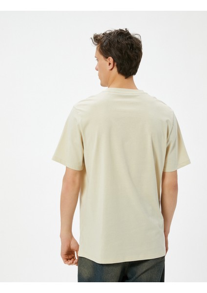 Kolej Baskılı Tişört Bisiklet Yaka Kısa Kollu Pamuklu fırsatları