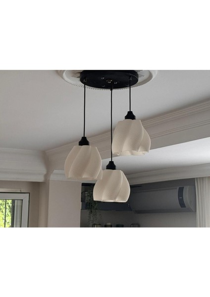 Luminaura 3'lü Siyah Sarkıt Avize - 3 Başlıklı Avize Modern Bohem E27 Yatak Odası Salon Yemek Odası