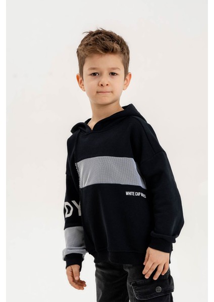 Kapüşonlu Ribanalı Pamuk Erkek Çocuk Sweatshirt