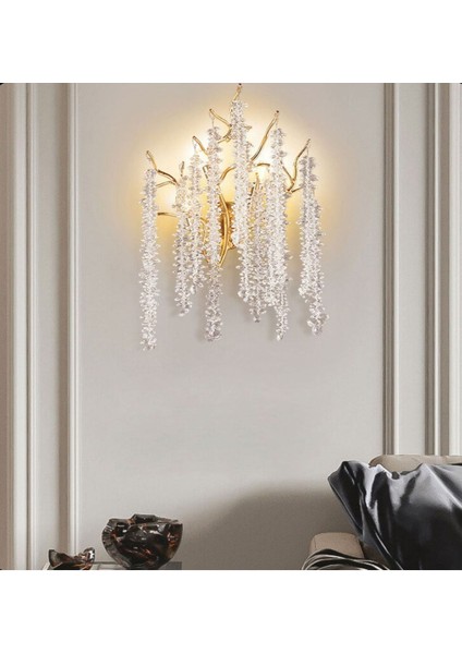 Luxury Exclusive Modern Diamond Pırlanta Kristal Taşlı Aplik Gold Sarı modelleri