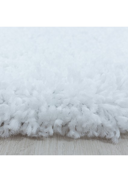 Yuvarlak Soft Shaggy Halı Salon Oturma Mutfak Halısı Yumuşak Yüksek Havlı Düz Beyaz Renkli fırsatları