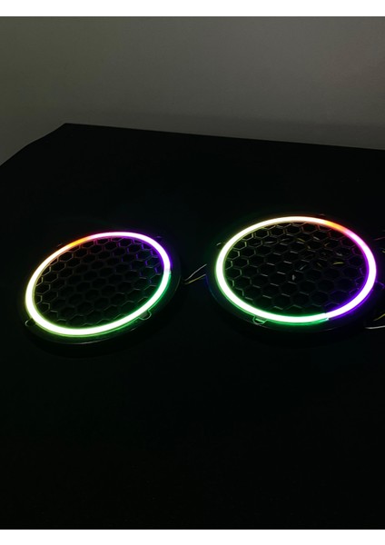 16 cm Pixel Neon Işıklı Midrange Kapağı 1 Takım (2 Adet) 12 Renkli 358 Modlu Kayar Ledli