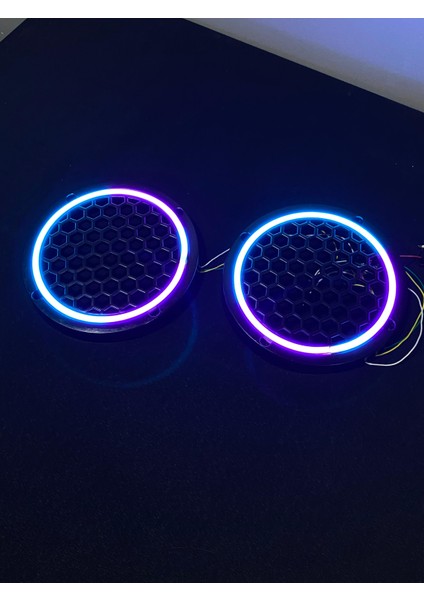 16 cm Pixel Neon Işıklı Midrange Kapağı 1 Takım (2 Adet) 12 Renkli 358 Modlu Kayar Ledli