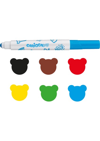 Süper Yıkanabilir Bebek Keçeli Boya Kalemi 6'lı ve Teddy Baby Crayons 6'lı +1 Yaş modelleri