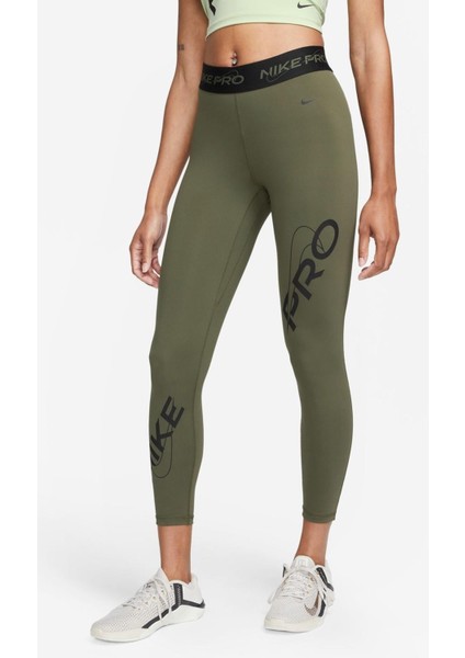 Pro Dri Fit Grafik Mid Rise 7/8 Lenght Tight Purple Kadın Antrenman Taytı Haki