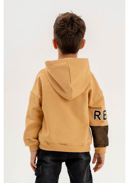 Kapüşonlu Ribanalı Pamuk Erkek Çocuk Sweatshirt