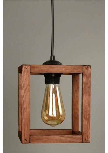 Şık modern ahşap avize, doğal sıcak aydınlatma, zarif tasarım, 1 başlık, rustik model