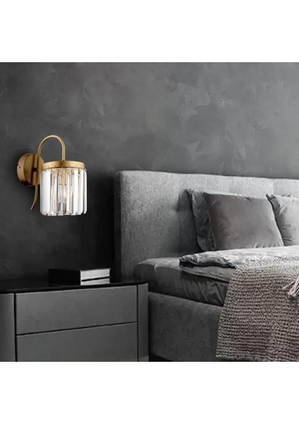 Altın Renkli Kristal Taşlı Metal Duvar Aplik, Yatak Odası ve Salon için Şık Tasarım fiyatları