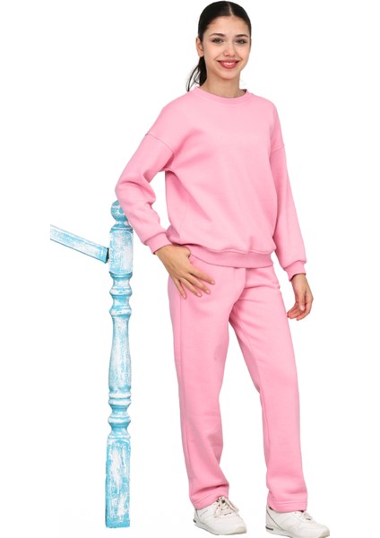 Kız Çocuk 3 Iplik Şardonlu Içi Pamuklu Basic Bisiklet Yaka Eşofman Takımı modelleri