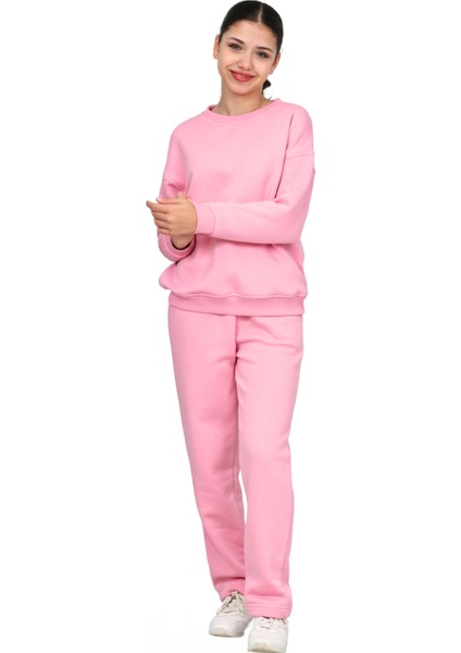 Kız Çocuk 3 Iplik Şardonlu Içi Pamuklu Basic Bisiklet Yaka Eşofman Takımı fırsatları