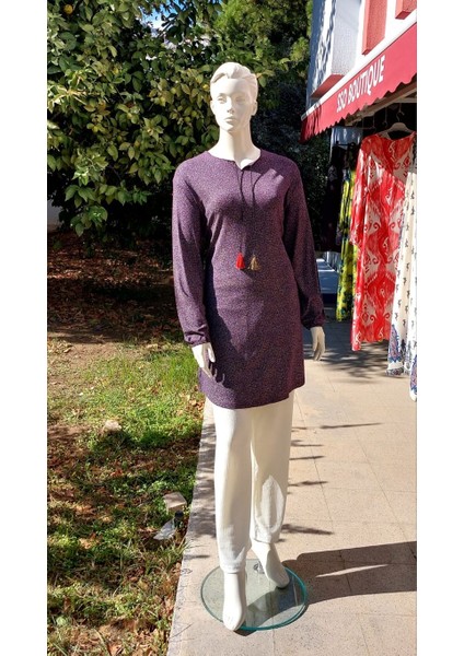 Kadın Tunik Ip Detaylı Kolları Lastikli indirimleri