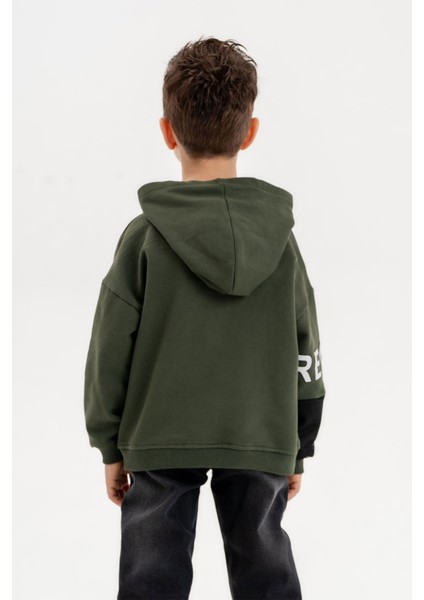 Kapüşonlu Ribanalı Pamuk Erkek Çocuk Sweatshirt