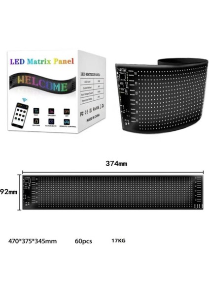 LED Matrix Panel Rgb Ekran Kumandalı App Kontrollü Iş Yeri Otomobil Tır Kamyon Cam Veya Duvar Uyumlu