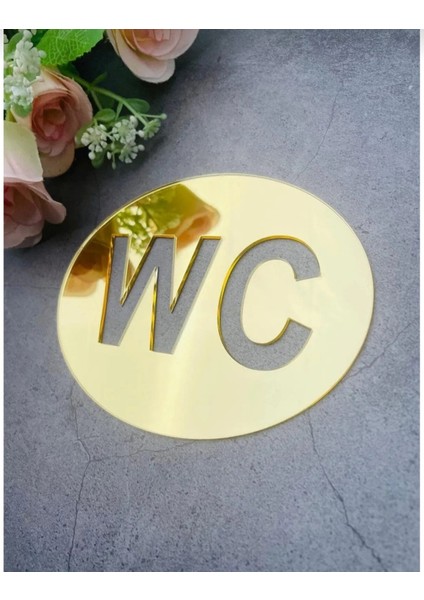 Numa Concept Wc Tabelası Aynalı Pleksi Altın Renk Gold Renk 10 cm x 8 cm