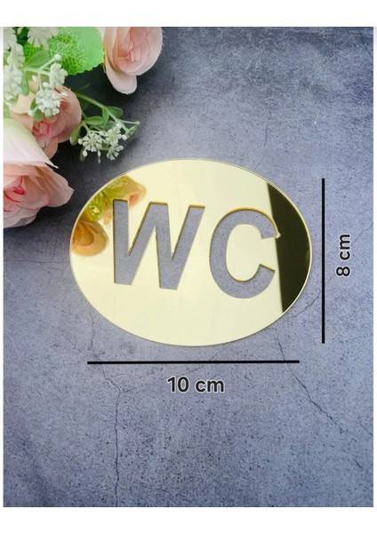 Numa Concept Wc Tabelası Aynalı Pleksi Altın Renk Gold Renk 10 cm x 8 cm