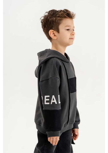 Kapüşonlu Ribanalı Pamuk Erkek Çocuk Sweatshirt fiyatları