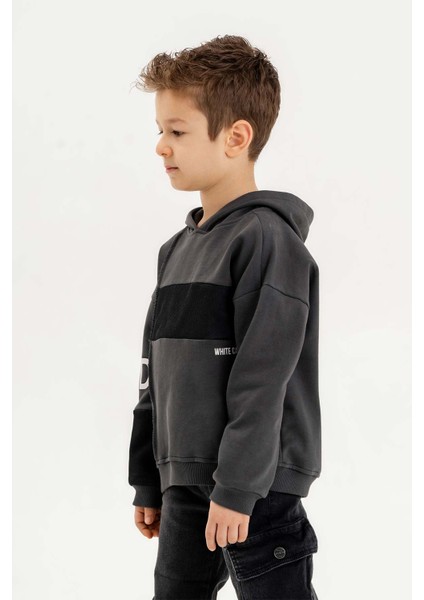 Kapüşonlu Ribanalı Pamuk Erkek Çocuk Sweatshirt modelleri