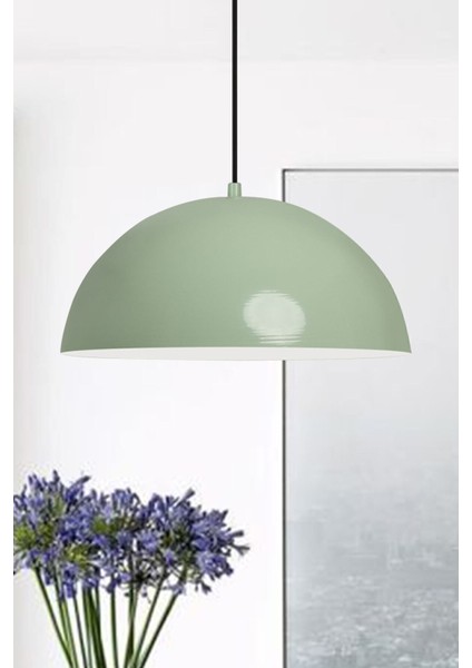Mint Yeşili Sarkıt Avize, Şık ve Dekoratif Aydınlatma, Metal, 26x26, 1 Ampüllü