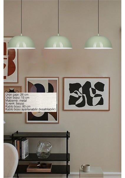 Mint Yeşili Sarkıt Avize, Şık ve Dekoratif Aydınlatma, Metal, 26x26, 1 Ampüllü fiyatları