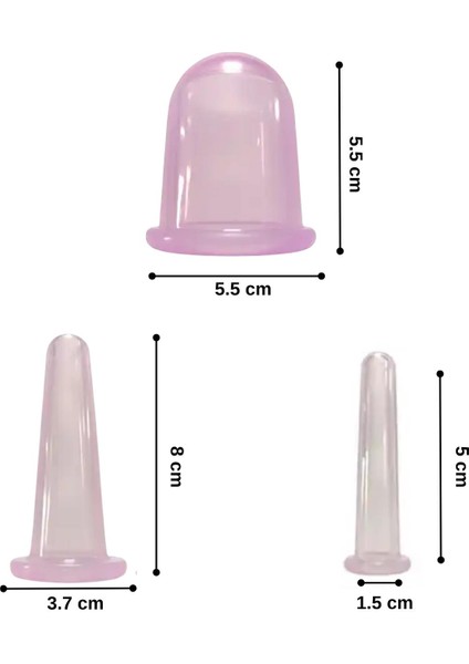Mini Silikon Vakumlu Mika Yüz Masaj Kupası 4'Lü Karışık Süper Set Mor Renk fırsatları