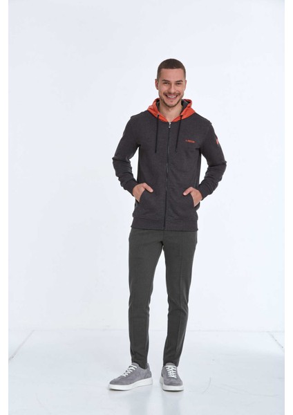 Libra Fermuarlı Kapüşonlu Erkek Sweatshirt Antrasit fırsatları