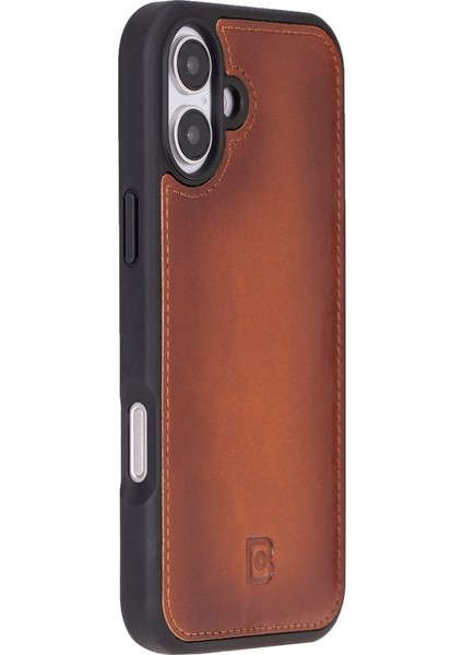 Apple iPhone 16 Uyumlu, Hakiki Deri, El Yapımı, Cüzdanlı Kılıf, Gölgeli Taba