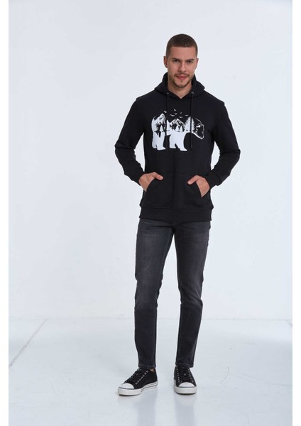 North Kapüşonlu Erkek Sweatshirt Siyah modelleri