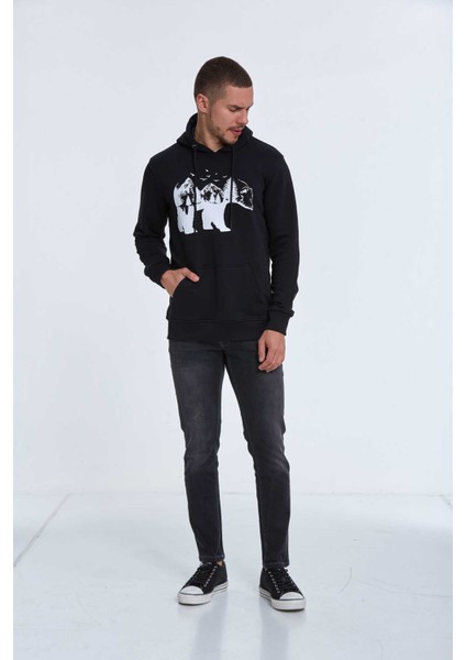 North Kapüşonlu Erkek Sweatshirt Siyah fırsatları