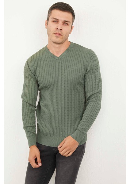 Peter V Yaka Erkek Triko Kazak Yeşil fiyatları