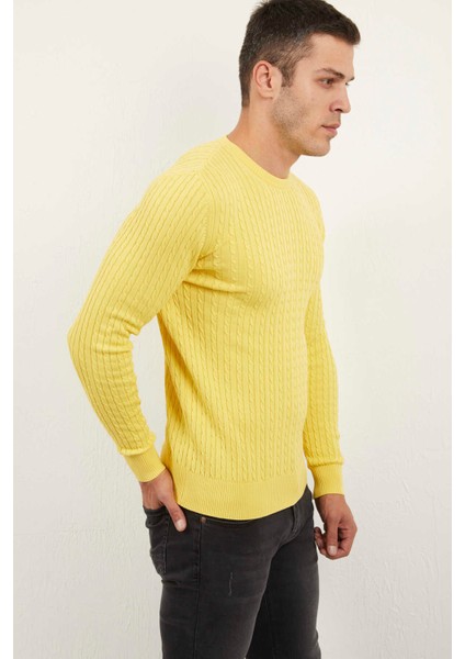 Karl Bisiklet Yaka Erkek Kazak Sarı modelleri