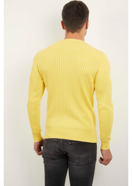 Karl Bisiklet Yaka Erkek Kazak Sarı fırsatları