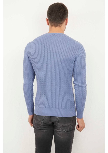 Peter V Yaka Erkek Triko Kazak Indigo fırsatları