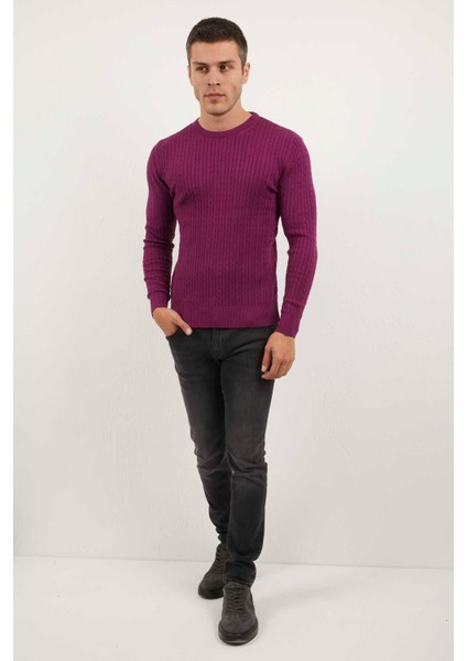 Karl Bisiklet Yaka Erkek Kazak Pembe