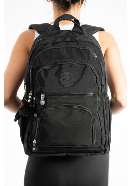 Unisex Suya Dayanıklı Renkli Krinkıl Kumaş Çok Gözlü Orta Boy Laptop Okul ve Sırt Çantası PS3013 modelleri