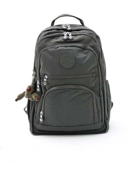 Unisex Suya Dayanıklı Renkli Krinkıl Kumaş Çok Gözlü Orta Boy Laptop Okul ve Sırt Çantası PS3013