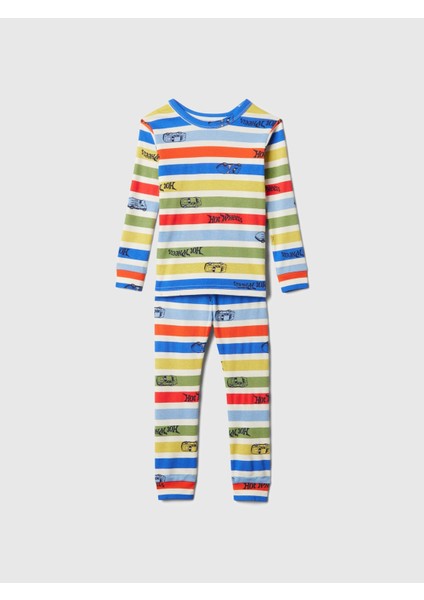 Bebek Çok Renkli %100 Organik Pamuk Hot Wheels Desenli Pijama Takımı