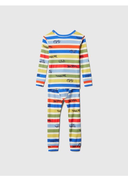 Bebek Çok Renkli %100 Organik Pamuk Hot Wheels Desenli Pijama Takımı
