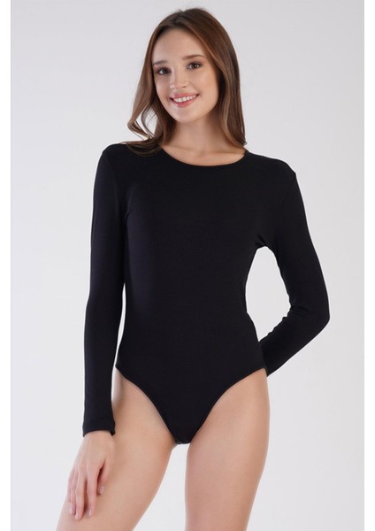 Kadın Çift Taş Işlemeli Şardonlu Ince Yumuşacık Kumaş Siyah Thermal Çıtçıtlı Body C2T0N0O903