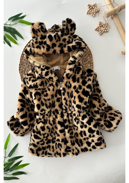 Leopar Desenli Kız Çocuk Kürk kaban - Kahve fiyatları
