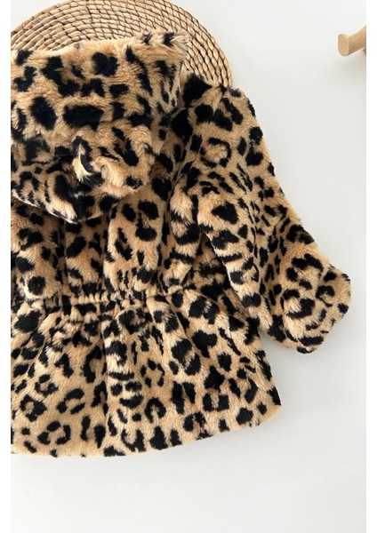 Leopar Desenli Kız Çocuk Kürk kaban - Kahve fırsatları