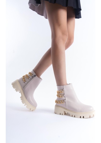 Kadın Zincir Detaylı Fermuarlı Kalın Taban Günlük Bot fiyatları