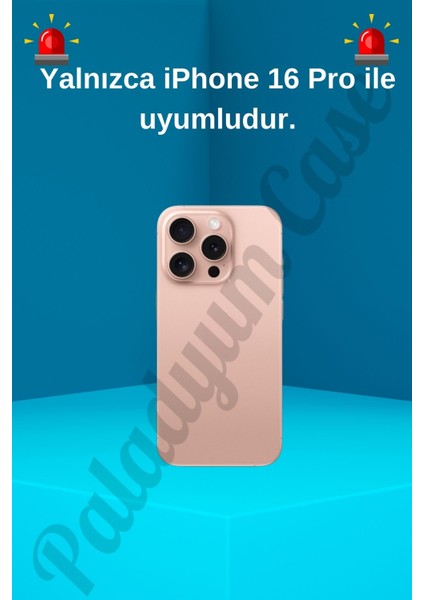 Apple iPhone 16 Pro Uyumlu Elmas Pırlanta Taşlı Kahverengi Kılıf