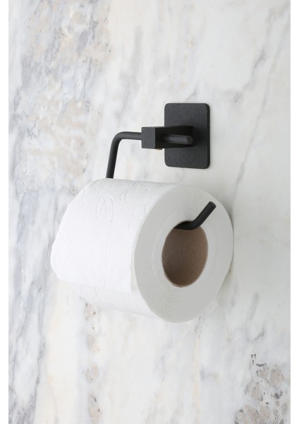 Kare Yapışkanlı Set Uzun Havluluk Rulo Havluluk Wc Tuvalet Kağıtlık Siyah