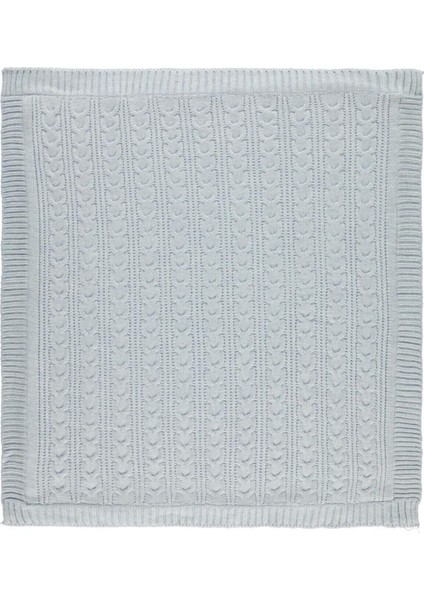 At Kuyruğu Desenli Triko Battaniye (Mavi / 75 x 95)