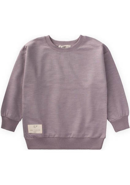 Etiket Detaylı Sweatshirt 2-10 Yaş Lila