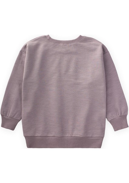 Etiket Detaylı Sweatshirt 2-10 Yaş Lila